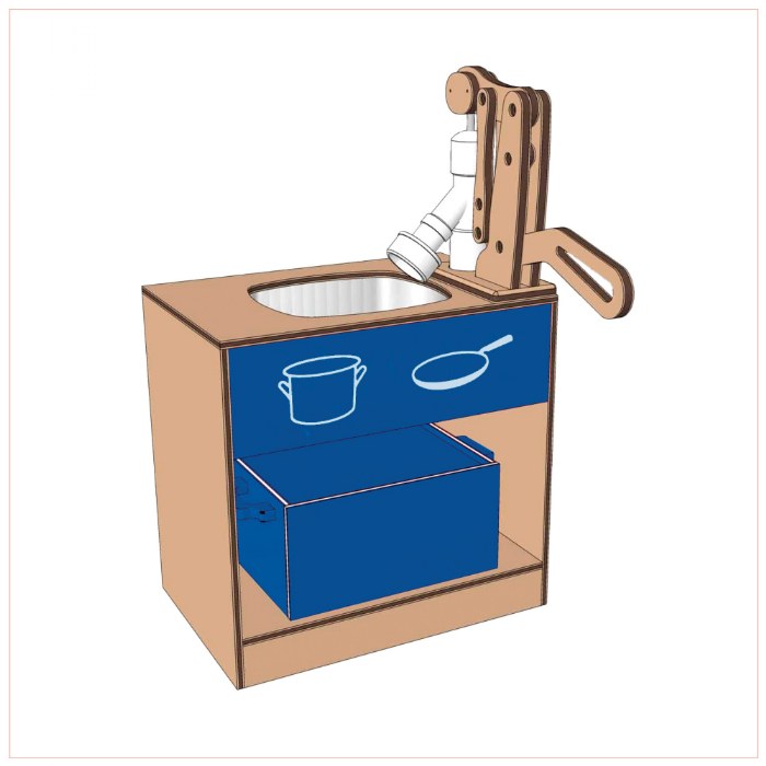 Primary Image of Kid Kitchen Stainless Steel Sink with Pump - Blue