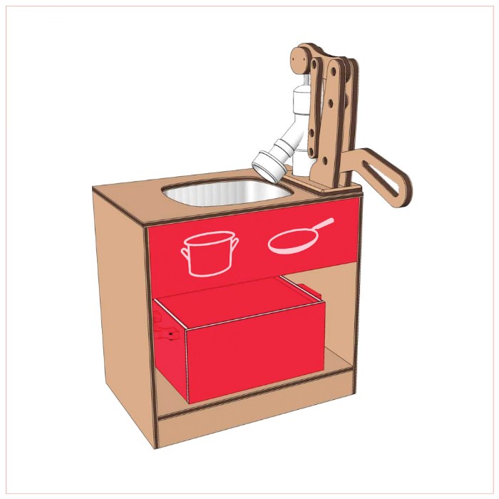 Primary Image of Kid Kitchen Stainless Steel Sink with Pump - Red