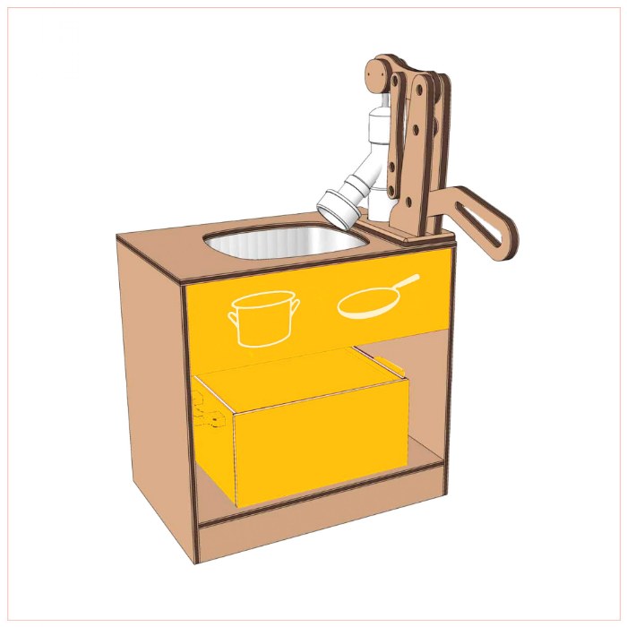 Primary Image of Kid Kitchen Stainless Steel Sink with Pump - Yellow