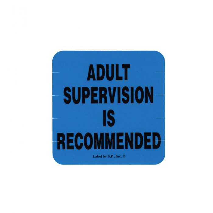 Primary Image of Adult Supervision is Recommended Label