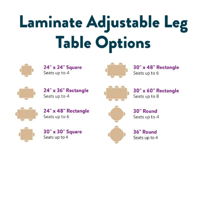 Alternate Image #1 of Laminate 24" x 24"  Square Table With Adjustable Legs