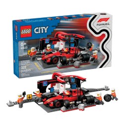 Image of LEGO&reg; F1&reg; Pit Stop & Pit Crew with Ferrari Car - 60443