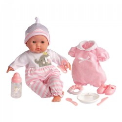 Nonis 15" Deluxe Soft Body Baby Doll Set - Pink