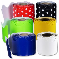 Rolled Scalloped Polka Dot Borders - Set of 6