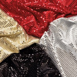 3 years & up. This set of beautiful sequins fabric features a shimmering metallic aesthetic in four different colors to create fascinating visual effects. Use them for dramatic play scenarios, enhance music and movement, or textural and visual simulation. Fabric measures 39.4" x 38.6". Included: 4 Pieces of Sequin Fabric in Gold, Red, Silver, and Black.