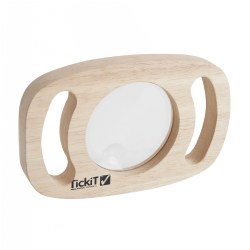 12 months & up. Little explorers can take a closer at the world with the Easy Hold Magnifier. This magnifier features 3x and 5x magnification via small enlargement lens with an easy to hold hardwood frame designed for little hands. Measures 7.3" x 4.7" (lens 3.1" in diameter).