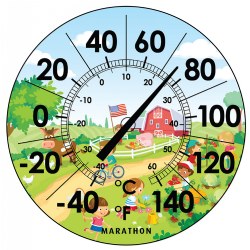 Marathon 12" Indoor/Outdoor Dial Thermometer - Farm Scene