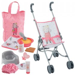 Umbrella Doll Stroller & 12" Baby Doll Accessories