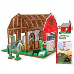 Little Bo-Peep's Family Farm 3D Puzzle - Book and Toy Set - 3 in 1 - Book, Build, and Play
