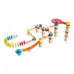 Image of Wooden Marble Run Race Track - 81 Pieces