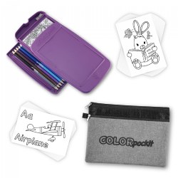Portable Coloring Kit with Storage Bag & Bonus ABC Learning Cards - Purple