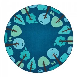 Image of Kaplan® Tranquil Trees Carpets - 6' Round - Blue