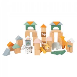 Maple Wood Kids Building Blocks by Hape | Stacking Wooden Block Educational  Toy Set for Toddlers, 50 Brightly Colored Pieces in Assorted Shapes and