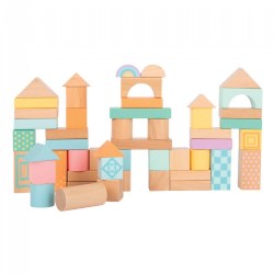 Image of Pastel Wooden Building Blocks - 50 Pieces