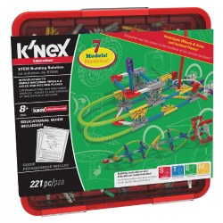 Grades 3 & up. Students build explore and experiment with functioning simple machines that demonstrate essential science and technology concepts. This set includes a teaching resource guide, building materials, and a full-color student guide with real-life photos and key facts. Resource CD includes teaching notes, building instructions, and extension activities. Materials store conveniently in a sturdy, plastic tub with adjustable divider. 221 pieces. Made in the USA.