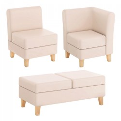 Image of Sense of Place Cozy Corner Couch, Lounge Chair, and Ottoman