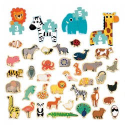 Image of Wooden Animal Magnets & Jungle Progressive Animal Puzzles