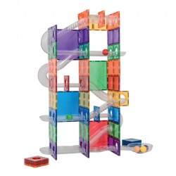 Image of Rainbow Magnetic Tiles Ball Run - 134 Pieces