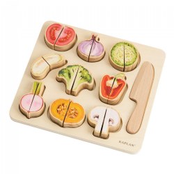 Image of Wooden Slice & Match Vegetable Puzzle