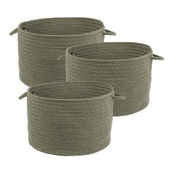 Image of Soft Storage Baskets - Set of 3, Moss Green - 10" x 8"