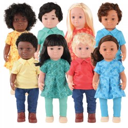 16" Multiethnic Boys and Girls Dolls Poseable Body and Hair