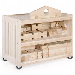 Transport your Notch Blocks inside and outside the classroom easily with the spacious, durable Notch Blocks Storage Cart. Barrel bolt construction keeps the wide, solid wood cart sturdy when holding all of your Notch Blocks. Features freely rotating, u-bracket casters for easy movement in any direction. Cleats on the top of the cart provides additional piece storage. Ships ready to assemble. Store in a cool, dry place. Measures 32.5" W x 18" D x 27" H. Notch Builders sold separately.