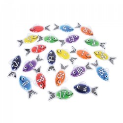 Rainbow Gel Number Fish - Tactile Fish with Numbers and Corresponding Dots - 21 Pieces