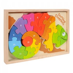 Counting Chameleon Bilingual Puzzle - Eco-Friendly Wood