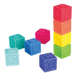Squeezable Textured Stacking Blocks - 9 Pieces