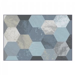 Sense of Place Hex Carpet - Blue - 6' x 9' Rectangle