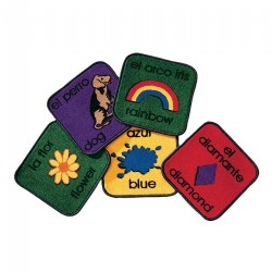 Image of Bilingual Carpet Seating Squares - 12" x 12" - Set of 18