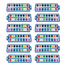 Image of 16 Color Washable Watercolor Paint Trays - Set of 12