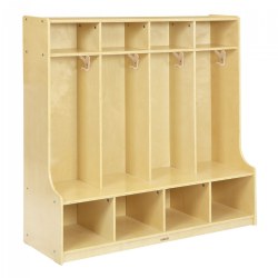 Storage for Classroom Daycare Colorful Essentials 5-Section Laminate Coat Locker with Bench and Cubbies White/Red Home 