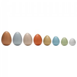 3 years & up. These highly appealing and tactile eggs will help develop children's comparison and sorting skills. Stimulate both language development and mathematical skills as children sort the eggs by size and weight. Perfect for indoor or outdoor exploration. Contains eight eggs measuring between 1.5" to 3"H.