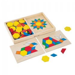 Pattern Blocks & Boards with Wooden Shape Blocks