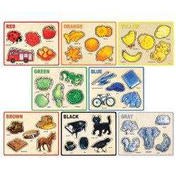 Basic Color and Word Wooden Puzzles - Set of 8