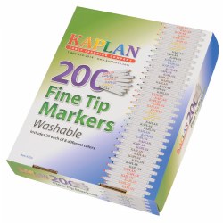 Washable Fine Tip Marker Class Pack for Arts and Crafts - 200 Per Box
