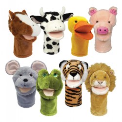 Image of Plush Bigmouth Animal Hand Puppets - Set of 8