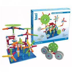 3 years & up. Build up, out, and any direction you can think of with this awesome peg-based building set! Set up your peg base by inserting pegs into the holes of the foam peg board until you have a basic design you like. Stack the pegs on top of each other and use the connectors to build in whatever direction you'd like to go. For a touch of excitement, add different sized wheels throughout and watch them spin and rotate or use the wheels to build vehicles that roll. Engineering® has never been more fun! Included: 124 pieces: Pegs, wheels, and connectors, and Activity guide.