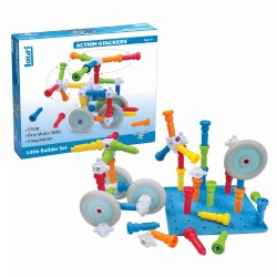 3 years & up. Build up, out, and any direction you can think of with this awesome peg-based building set! Set up your peg base by inserting pegs into the holes of the foam peg board until you have a basic design you like. Stack the pegs on top of each other and use the connectors to build in whatever direction you'd like to go. For a touch of excitement, add different sized wheels throughout and watch them spin and rotate or use the wheels to build vehicles that roll. Engineering® has never been more fun! Included: 62 pieces: Pegs, wheels, and connectors, an Activity guide.