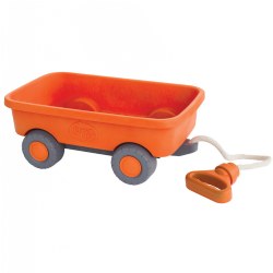 18 months & up. Sturdy and durable with a rope handle that tucks inside for convenient storage. With chunky tires and a low-set bed, it is the perfect size for both indoors and outside. Great for the beach, backyard, playroom or classroom. Perfect for developing gross motor skills and encouraging interactive play. Wagon measures 15"L x 9.75"W x 9.5"H.