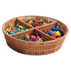Round Rattan Divided Tray for Sorting and Organizing Activities