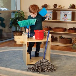Image of Wooden Housekeeping Stand with Accessories