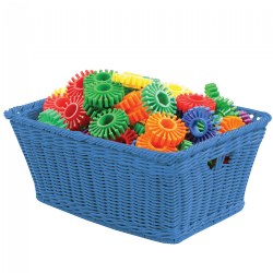 Small Washable Plastic Wicker Baskets - Blue - Set of 10