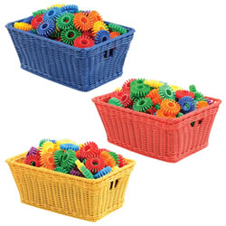 Small Washable Plastic Wicker Baskets - Set of 10
