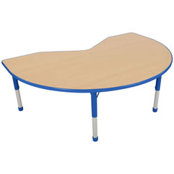Image of Nature Color Chunky 48" x 72" Kidney Table with 15" - 24" Adjustable Legs - Blue