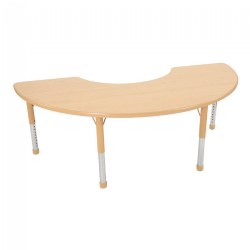 Image of Nature Color Chunky 36" x 72" Half Moon Table with Adjustable Legs