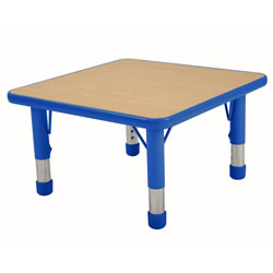 Image of Nature Color Chunky 24" x 24" Table with 15-24" Adjustable Legs - Blue