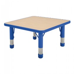 Image of Nature Color Chunky 24" x 24" Table with 21-30" Adjustable Legs - Blue