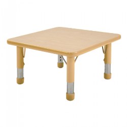 Image of Nature Color Chunky 24" x 24" Table with 21-30" Adjustable Legs - Natural
